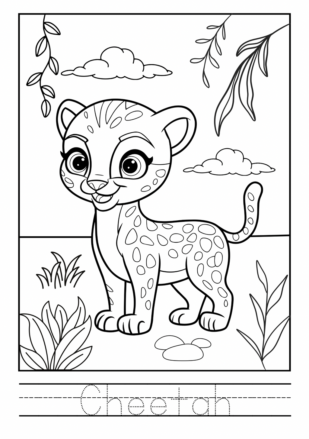 WILD ANIMALS COLORING BOOKLET (COLOR AND TRACE)